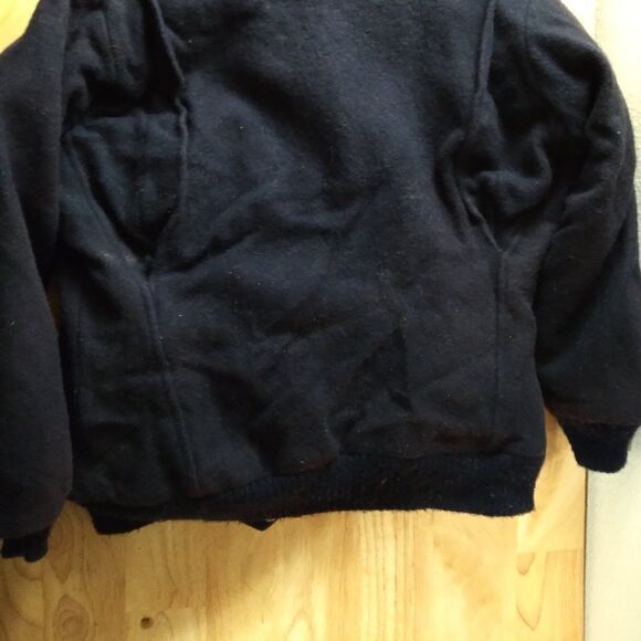 Vintage L.L. Bean Wool Lined Bomber Jacket Coat Navy Blue - Picture 9 of 9